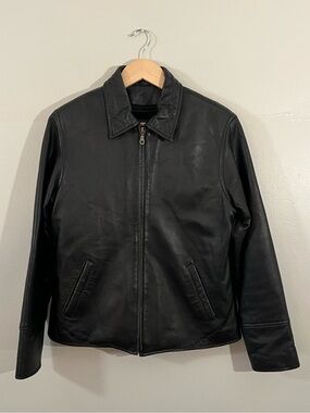 Vintage 90’s Modal black leather insulated jacket biker moto punk cool